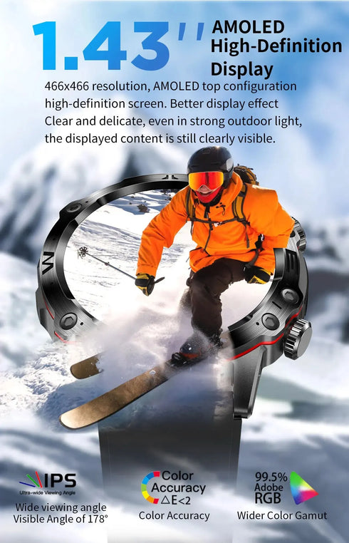 Smartwatch ECG+PPG Fitness Tracker Health Monitoring- Waterproof Voice Assistant