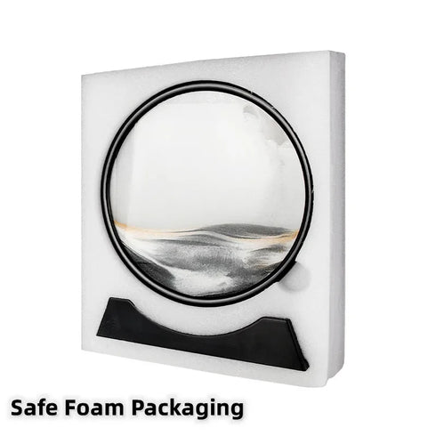 3D Moving Sand Art Picture Round Glass Deep Sea Sandscape in Motion Display Flowing Sand Frame Relaxing