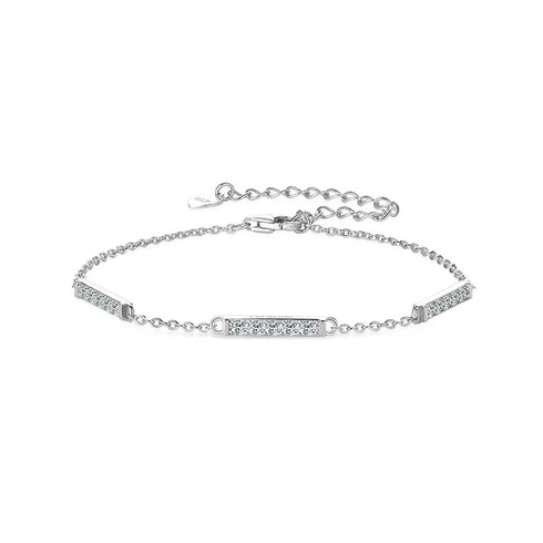 925 Sterling Silver Moissanite Bracelet for Women - Adjustable Chain, Certified Luxury Jewelry