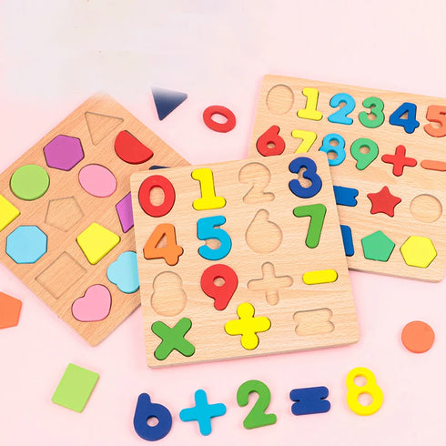 Wooden Alphabet & Number Puzzle Board – Montessori Educational Game for Kids Ages 2+