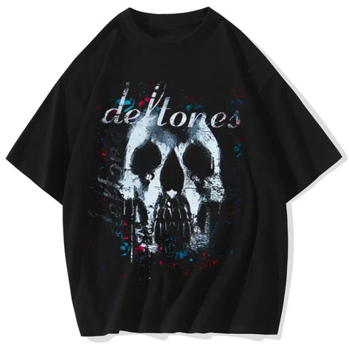 Vintage Gothic Letter Dog Print Oversized Hip Hop T-Shirt - Men's Punk Streetwear Summer Tops