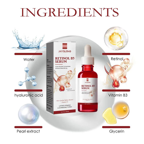 Retinol B3 Face Essence – 30ml Anti-Aging Serum for Deep Moisturizing, Wrinkle Removal, Skin Firming and Brightening