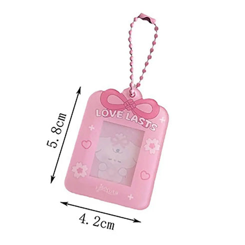 1PC Cartoon Bow Acrylic Hard Card Holder Kawaii Frame 1 inch Photo Card Holder Keychain Card Protctive Case