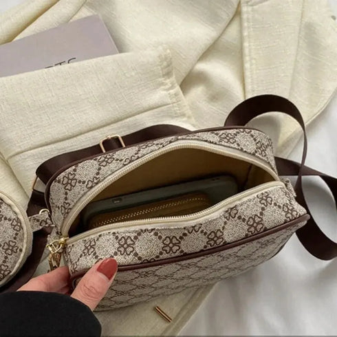 Vintage Plaid PU Leather Tote Bag for Women – Fashion Shoulder & Crossbody Handbag