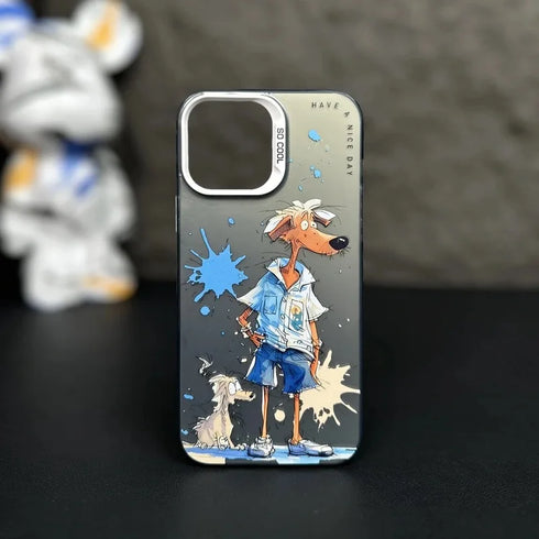 Max Protective Sleeve Fashion Graffiti- Cartoon Animal Pattern Matte iPhone Case
