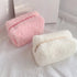 1 Pc Solid Color Plush Makeup Bag for Women Soft Portable Travel Cosmetic Organizer Case Cute Lady Make Up Bag Necessaries