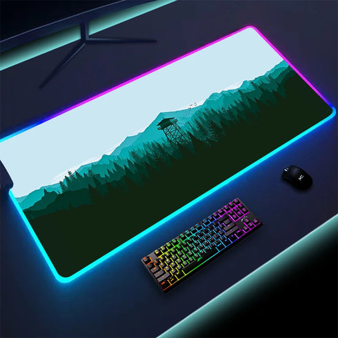Colorful LED Gaming Mouse Pad-Firewatch Forest RGB Mousepad-Luminous Desk Mat