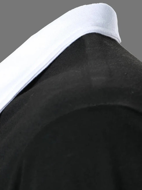 Men's New Contrast Polo Shirt-Casual Short Sleeve Tops