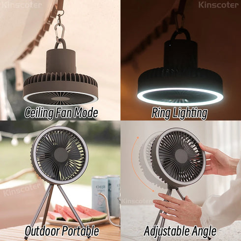 10000mAh Camping Fan-Rechargeable Desktop Portable Air Circulator-Ceiling Electric Fan