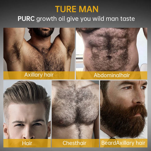 PURC Natural Beard Growth Oil Men Hair Growth Tools Fast Thicken Softener Grooming Treatment Beard Oil Nourishing Beard Care