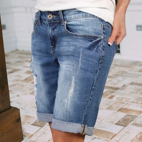 High Waist Women Denim Shorts-Loose Fashion Jean Short