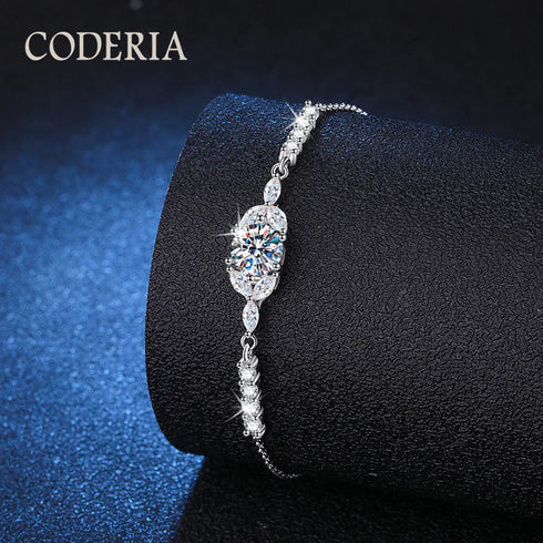 1 Carat VVS1 Moissanite Sterling Silver Bracelet – Adjustable D Color Jewelry for Women