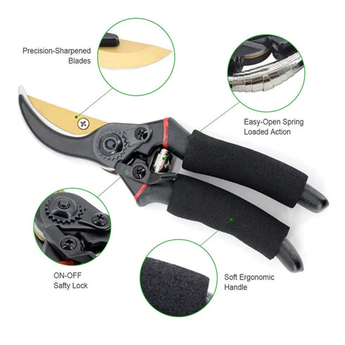Professional Garden Pruning Shears - Hand Pruner for Plants, Horticulture, Shrub, Orchard, Branches