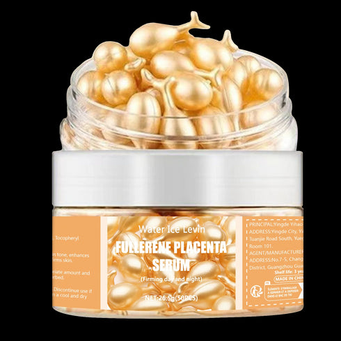 Water Ice Levin Fullerene Placenta Serum Capsules – Anti-Aging Whitening Face Serum with Hyaluronic Acid and Vitamin E – 50 Capsules