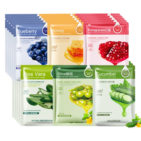 30pcs Natural Plant Extract Facial Sheet Mask Set – Moisturizing, Oil Control, Anti-Aging Skin Care Treatment