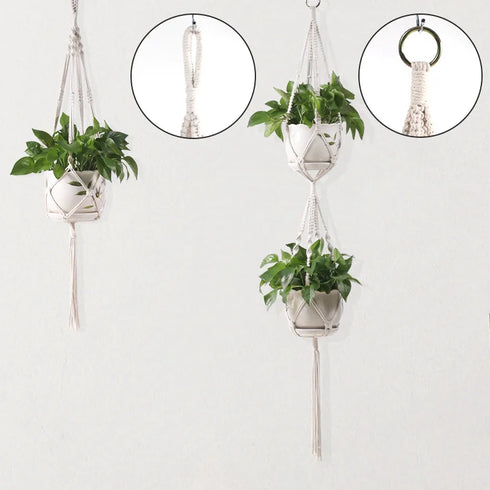 Handmade Macrame Plant Hanger - Hanging Basket Holder for Garden, Balcony, and Home Decor