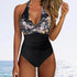 One Piece Swimsuit Set for Women-Backless Printed Bathing Suits