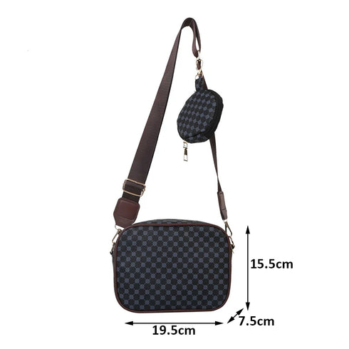 Vintage Plaid PU Leather Tote Bag for Women – Fashion Shoulder & Crossbody Handbag