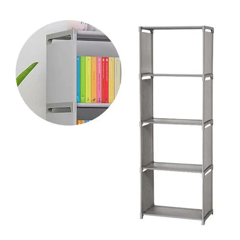 Mobile Desktop Bookcase with Doors - Book Storage Organizer Furniture