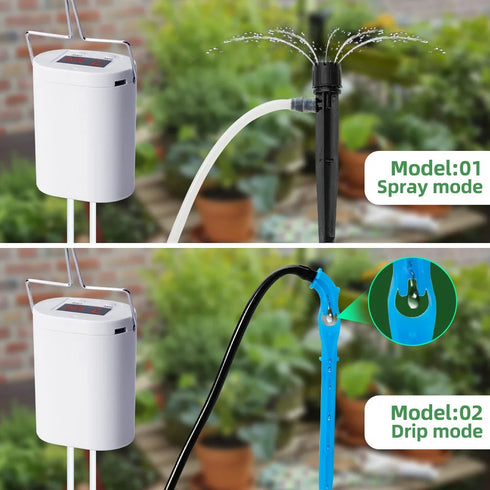 Automatic Plant Watering Pump System - Home Sprinkler Drip Irrigation Kit with Timer (2/4/8/16 Heads)