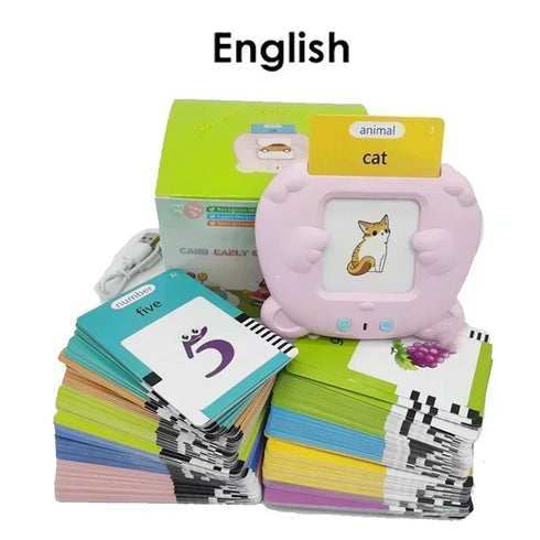 Interactive Kids Learning Machine with Talking Flash Cards - Multilingual Educational Toy for Ages 3-12, Rechargeable Audio Book