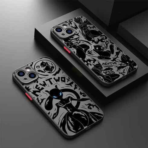 Pokemon Gengar & Mewtwo Case for iPhone 6 to 15 Pro Max, SE, Mini, XS, XR