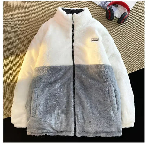 Men’s Double-Sided Wearable Warm Jacket | Solid Color Stand Collar Autumn-Winter Coat