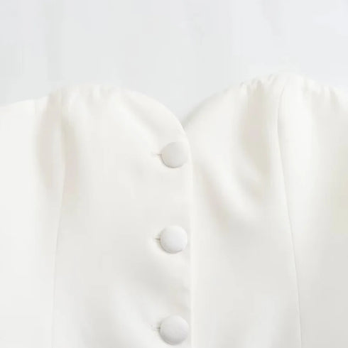 TRAF Summer Collection Women's Elegant Sleeveless Tube Tops and Camis – Backless Corset-Style Tank Tops in Classic Black and White, Casual and Sexy Fit for Middle-Aged Women