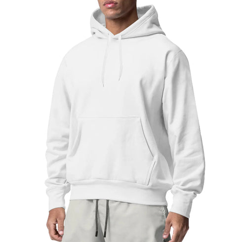Men's Casual Hooded Sweatshirt – Full Sleeve, Solid Polyester, Comfortable and Fashionable Style