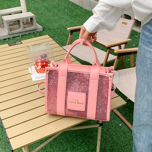 MOJOYCE PU Leather Sequin Tote – Fashionable, Versatile, and Elegant Handbag for Everyday Use