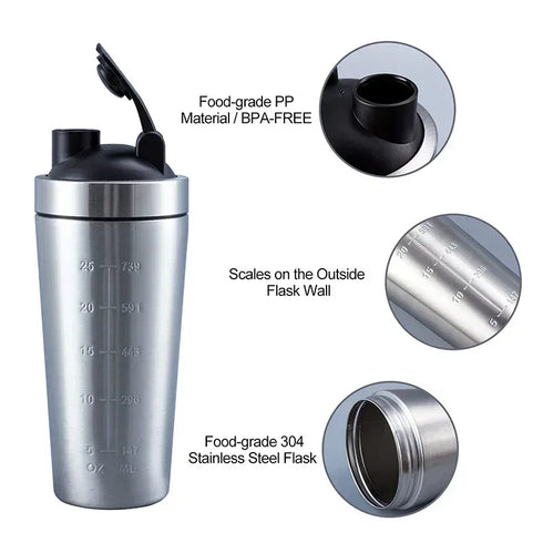 Stainless Steel Portable Water Bottle-Fitness Protein Shaker Cup