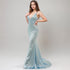 Sexy Deep V neck tie back mermaid silky satin prom dress