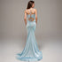 Sexy Deep V neck tie back mermaid silky satin prom dress