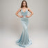 Sexy Deep V neck tie back mermaid silky satin prom dress