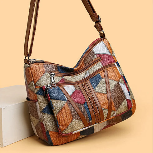 Women’s Vintage PU Leather Crossbody Bag – Multi-Pocket Casual Shoulder Handbag