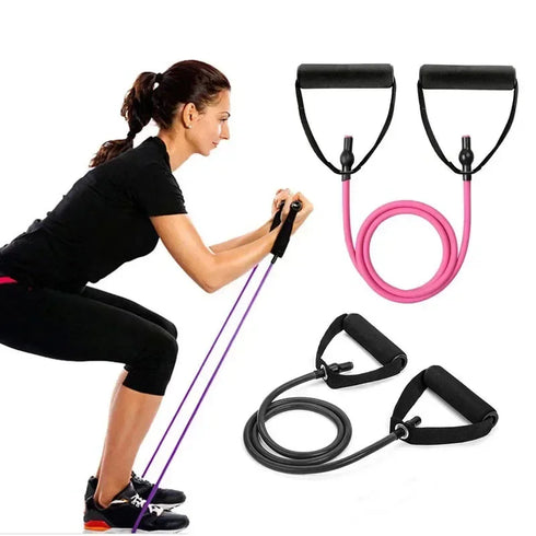 3 Levels Resistance Yoga Bands with Handles – Elastic Pull Rope Bands for Home and Gym Workouts