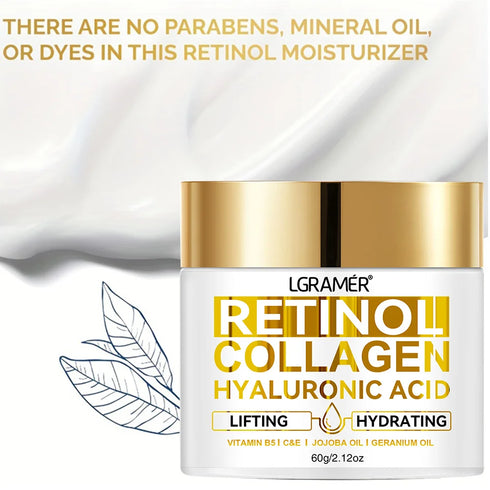 Retinol Face Cream – Anti-Aging Moisturizer with Vitamin C, Collagen, and Hyaluronic Acid for Wrinkle Reduction and Skin Whitening – 30g / 60g