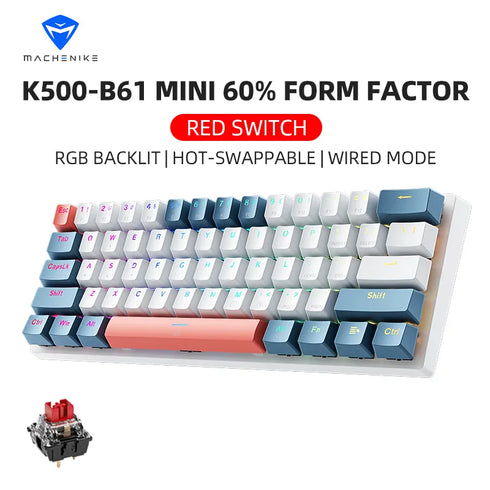 MACHENIKE K500 B61 Mini Wired Mechanical Keybaord-Hot Swap Gaming Keybaord