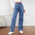 Women's High-Waisted Loose-Fit Straight-Leg Coated Jeans – Ankle-Length Winter Denim