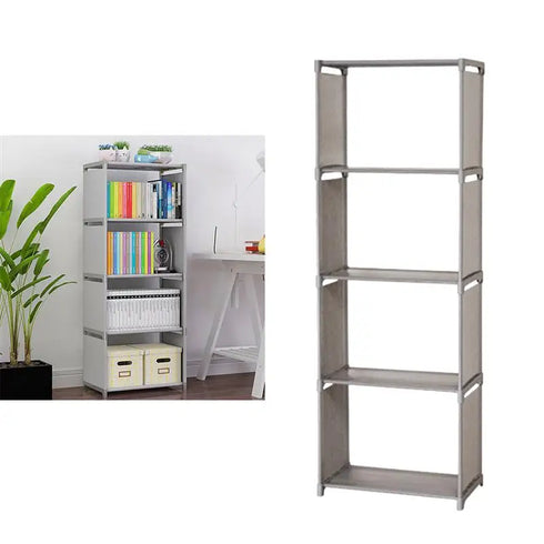 Mobile Desktop Bookcase with Doors - Book Storage Organizer Furniture