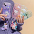 Cartoon Hello Kitty Kuromi 3D Dog Chain Phone Case For iPhone 16 15 14 Pro Max Plus 11 13 12 Mini Pro Max Clear Soft Cover