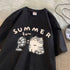 2024 Summer Relaxed Tshirt-Short Sleeve Creative Cat Top Tee