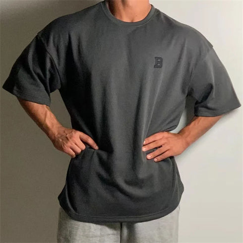 New Summer Oversized Men's T Shirt-Cotton Solid Half Sleeve Top