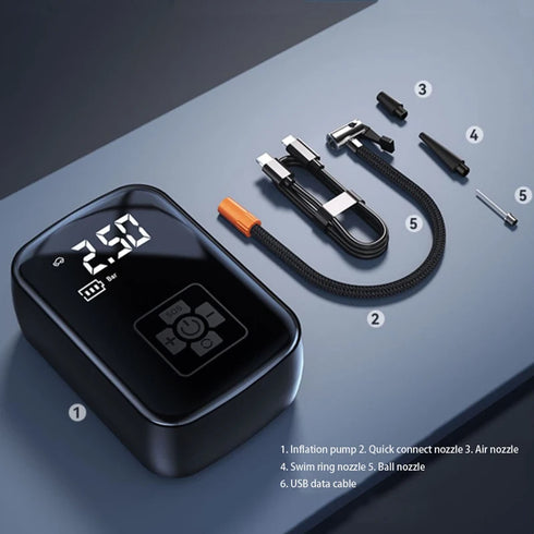 Portable Wireless Electric Tire Inflator for Cars - Cordless Air Pump for Car Tires