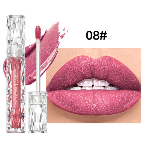 QIBEST Diamond Glitter Liquid Lipstick – Long-Lasting, Moisturizing & Waterproof Shimmer Lip Gloss