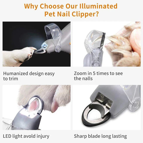 LED Pet Nail Clippers - Safe & Precise Trimming for Cats, Dogs, and Rabbits