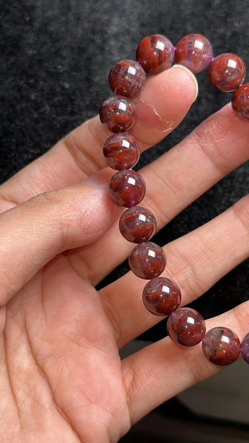 Natural Auralite 23 Crystal Bracelet - 9.2mm Round Gemstone Beads Jewelry for Women & Men
