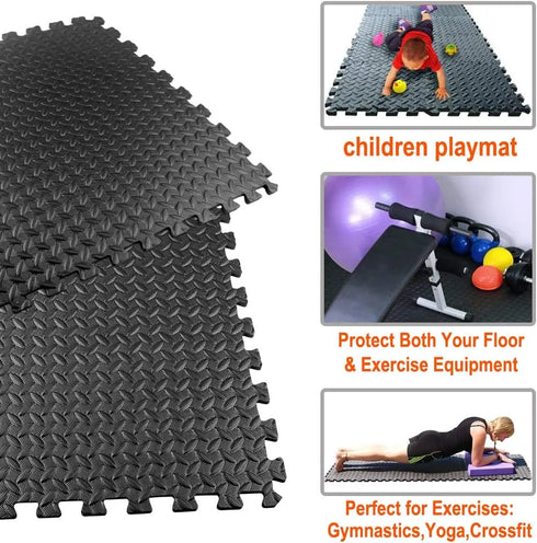 Puzzle Fitness Mat – EVA Interlocking Foam Floor Tiles for Sports Protection, Yoga and Home Gym