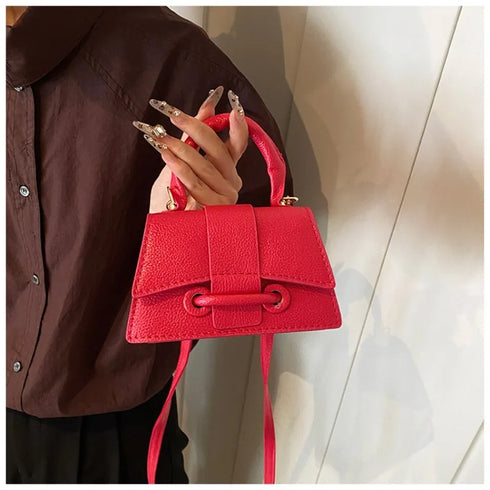 Women’s PU Leather Chain Shoulder Bag – Ribbon Buckle Square Crossbody Handbag for Parties