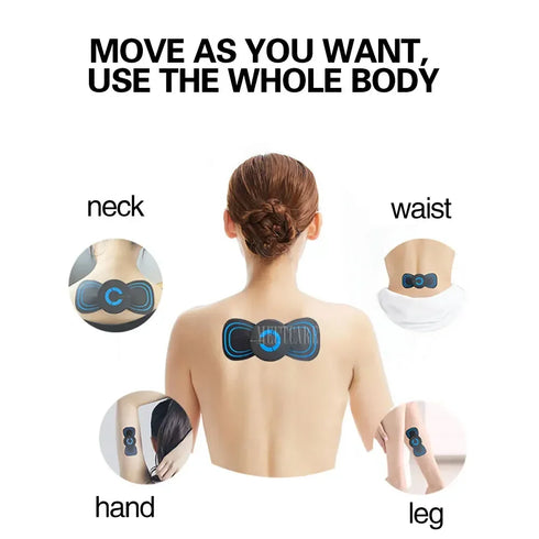 EMS Cervical Spine Neck Massager with Mini Stickers – 6-Mode Vibration Muscle Body Massager for Pain Relief
